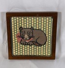 Vtg Finished Needlepoint Cross Stitch Cat Sudberry House Framed 6  Connecticut