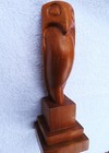 Mid Century 12  Tall Hand Carved Wooden Owl Folk Art Decorative Statue Vintage