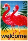 New Welcome Flamingos Garden Flag 12 x18  Summer Beach Decorative Flag 
