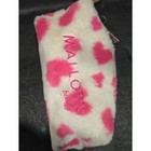 Fluff White Plush Zipper Pouch With Pink Hearts