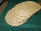 Set Of 6 Vtg Boho Style Large Oval Wicker Hand-woven Straw Placemats 19 x 13 