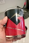 Vntg Rare Red Mcm Atomic Signed Georges Briard 6 Glasses  With Glass Stirrers 