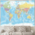 World Map Tapestry Wall Hanging  Map Of The World With National Educational Wall
