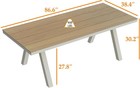 86 6 Inch Wood Dining Table For 8-10 Person  Indoor Outdoor Table With Iron Legs