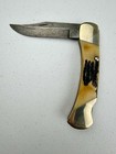 Vintage Unbranded Single Clip Point Damascus Lockback Hunter Knife