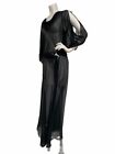 Vintage Vtg 1920s 20s Black Sheer Art Deco Full Length Gown Maxi Dress
