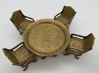 Vintage Miniature Brass Table   4 Chairs Dollhouse Furniture Ornate Design