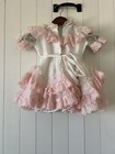 Girls Vintage Pink Sheer Overlay Ruffles   Lace Fluffy Princess Full Circle