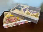 2 90s Vintage Whiting Stationary Gift Sets Floral   Purple Geometric Pattern New