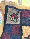 Vintage Primitive Folk Art Hand Hooked Rug On Burlap Farm House Boho Flowers