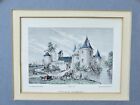 Pair Of Antique Color Engraving  Chateau De La Saucerie   Chateau De Colombiere 