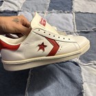 Vintage 80s  90s Converse All Star Pro Leather Made In Usa White Red Sneakers 8