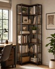 Tall Corner Bookshelf 7 Tier Corner Bookcase With 14 Shelves For Books  D  cor