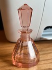 Vintage Marked Czech Czechoslovakia 4  Short Pink Perfume Bottle Faceted Mint 