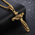 Men Stainless Steel Jesus Christ Crucifix Cross Pendant Chain Necklace