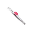  High Precision Angled Tip Tweezers With Cushion Grip - 4 7  Craft Fuchsia