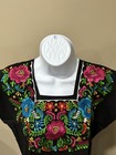 Black Mexican Handmade Embroidered Blouse  -m