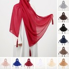 Plain Chiffon Hijab Tassel Shawls Women s Muslim Scarves Turban Hijabs Wholesale