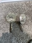 Vintage Ornate Vanity Mirror   Brush Set Silver Tone Hand Mirror Matching Hair B