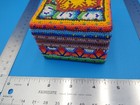 Vtg Decorative Wood Box  3 1 4 x4 x2 3 8   Native American Bead Art  z484