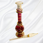 Blown Art Glass Cranberry   Gold Egyptian 8  Perfume Bottle