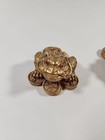 Lot Of 2 Vintage Gold Resin Type Feng Shui Lucky Wealth Frog For Good Luck