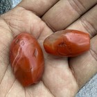 A Pair Of Ancient Genuine Old Tibetan Pema Raka Pemaraka Carnelian Bead Necklace