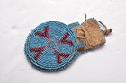 Antique Native American Blackfoot Indian Beaded Buffalo Hide Circle Pouch