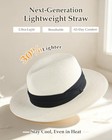 Straw Fedora Panama Hat For Men Women  Upf 50  Wide Brim Sun Hat  Lightweight   