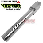 Aggressive Arms Vector Ported Barrel Glock 34 Gen 1 2 3 4 Polished Stainless G34
