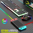 Gt100 Rgb Led Backlighting Wired Gaming Keyboard Mouse Sets With Mechanical Feel