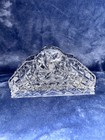 Vintage Lead Crystal Napkin Holder  Cut Glass Starburst Table Decor