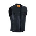 Men s Leather Motorcycle Vest Soa Style Vest With Gun Pockets Biker 46 Black