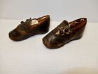 Early Antique Leather Childs Pair Of Shoes Circa 1860