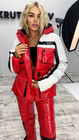 Women   s Red Glossy Ski Suit Freya   Waterproof Winter Snowsuit   Warm Insulated