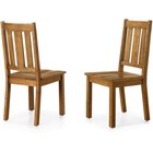 Set Of 2 Dining Chair Wood Construction Slat Back Stylish Indoor Seating Durable