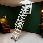 12 Steps Wall-mounted Folding Stairs Attic Ladder Pull Down System With Handrail