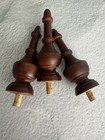 Set Of 3 Vintage Turned Wood Clock Furniture Finials 4 16    Dowel Pegs Brown