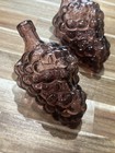 Pair Of Vintage Purple Glass Grape Clusters Wine Decanters Made In France