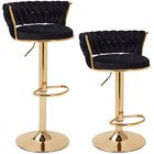 Set Of 4 Bar Stools Adjustable Swivel Velvet Retro Kitchen Counter Height Chair
