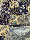 Handmade Patchwork Blue Christmas holiday Lap Quilt throw 36 X 48 Inches