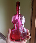 Rare Pairpoint Signed Clevenger Bros Cranberry Violin Bottle Hand Blown 9 1 2
