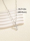 Womens Cz Cross Pendant Necklace Gold Silver Stainless Steel Dainty Jewelry