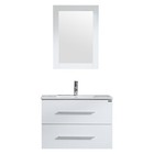 32 Inch White Bathroom Vanity Wall Mounted Sink Faucet Cabinet Set W  Mirror