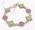 925 Sterling Silver Vintage Bracelet Southwestern Roped 2 Tone Turquoise Bt10374
