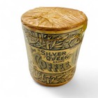 Antique Silver Queen Coffee Tin Jar     Litho Label Tumbler-style Canister