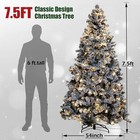 7 5ft Snow Flocked Christmas Tree With 500 Led Warm Light For Home Outdoor Decor