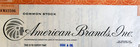 1969 American Brands Inc  Stock Certificate 100 Shares Orange Vintage