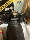 Nikon Em 35mm Slr Film Camera Black W  Quantaray Tech-10 Lens   Flash
