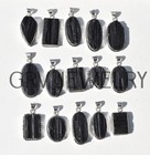 1-500 Pc  Rough Black Tourmaline Pendant Wholesale Lot Bulk  Silver Plated Wh-16